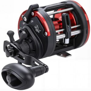 Sougayilang Trolling Reel Level Wind Conventional Reel Graphite Body Fishing Reel, Durable Stainless-Steel, Large Line Capacity