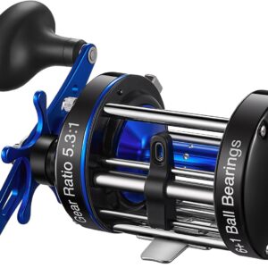 Piscifun Chaos XS Baitcasting Fishing Reel, Reinforced Metal Body Round Baitcaster Reel, Smooth Powerful Saltwater Inshore Surf Trolling Reel, Conventional Reel for Catfish, Musky, Bass, Pike