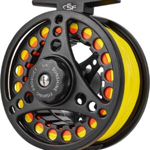 SF SF-001 Large Arbor Fly Fishing Reel with Aluminum Alloy Body 3/4wt 5/6wt 7/8wt Die Cast Pre-Loaded Fly Reel with Line Combo for Trout Bass Carp Pike Panfish