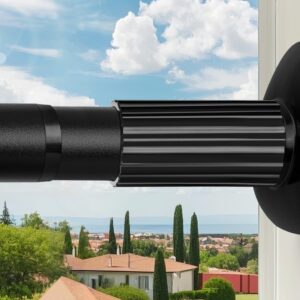 Tension Curtain Rod 51-126 Inch, Long Curtain Rod No Drilling for Window or Bathroom, Outdoor Curtain Rods for Patio Tension Rods, Easy to Install, Never Rust, Rod Diameter 1.26 Inches - Black