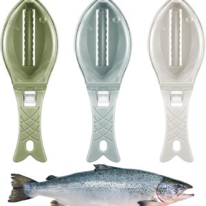 3 Pcs Fish Scale Remover Set Small Plastic Fish Skin Remover Tool Fast Cleaning Peeler Scaler Scraper Graters for Easy Kitchen Cleaning Tool(Light Colors)