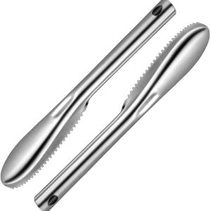 2 Pieces Fish Scaler Tool Stainless Steel Fish Scaler Remover No Mess - Portable Fish Scale Remover Fish Descaler Tool - Reliable Fish Scraper Fish Cleaner Tool for Fish Scaling Cleaning